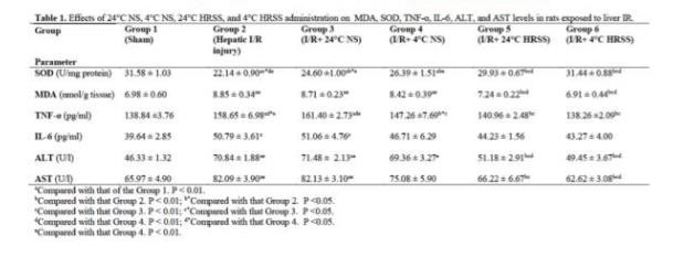 伊朗：冰氢水对肝脏缺血的保护作用理想