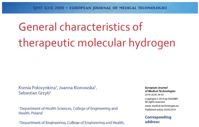 波兰美女院长综述医学氢气特征