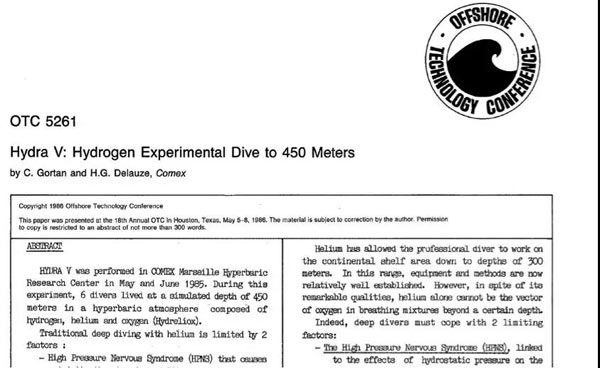氢气安全性铁证：人类潜水试验
